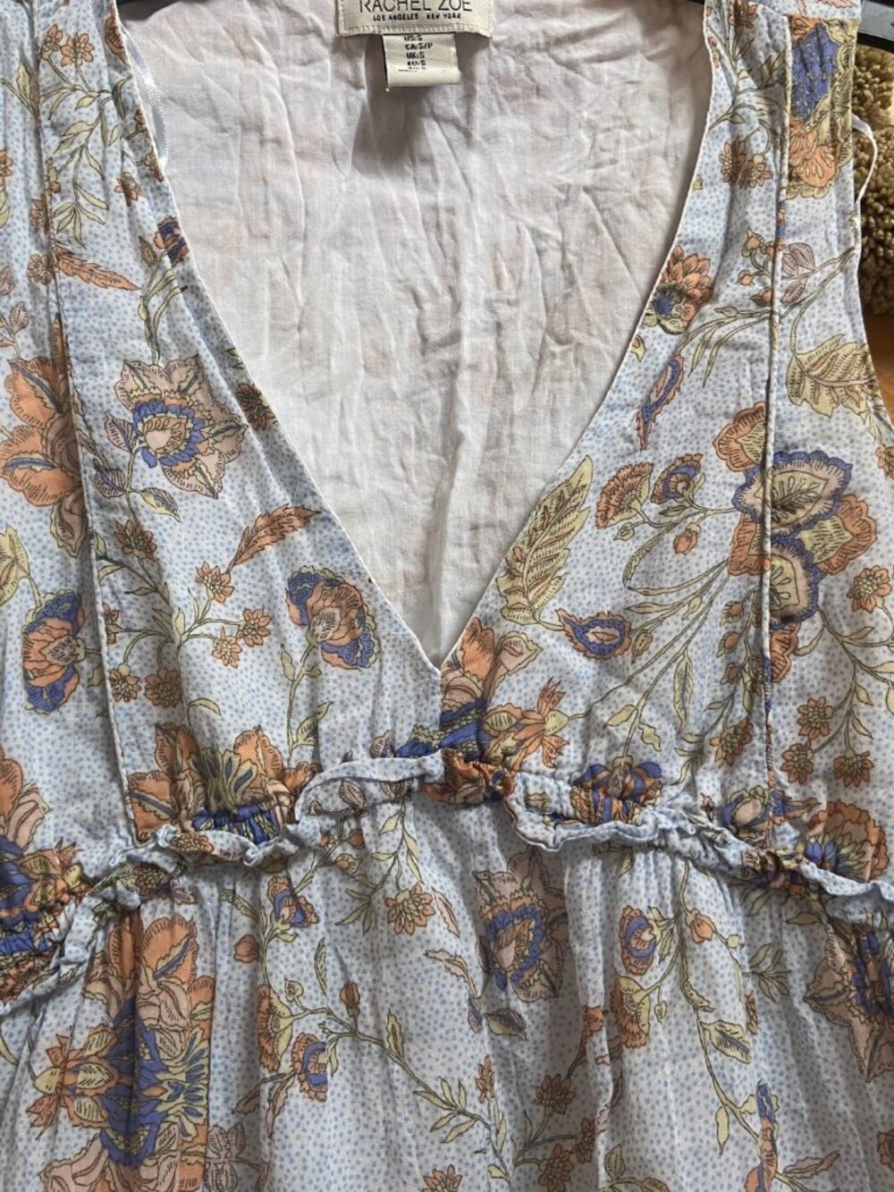 Rachel Zoe blue maxi peasant dress cottagecore blue sz S - Picture 2 of 9